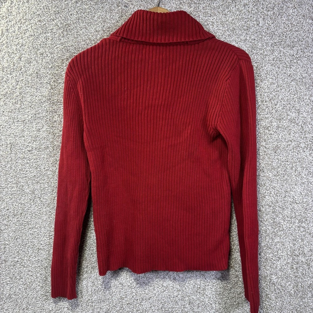 Lauren Ralph Lauren Sweater Womens Large Red Cowl Neck Buckle Rib Knit Pullover - Picture 4 of 6